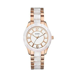 �Q�X �r���v GUESS W0074L2 ���f�B�[�X �����p �E�H�b�` ���v GUESS Women's W0074L2 Stainless Steel Rose Gold-Tone & White Marbleized Watch
