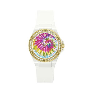 �Q�X �r���v ���f�B�[�X �����p GUESS GW0259L1 ���v �E�H�b�` GUESS Women's Stainless Steel Quartz Watch with Silicone Strap, White, 21 (Model: GW0259L1)