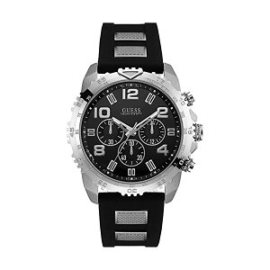 �Q�X �r���v �����Y �j���p GUESS W0599G3 ���v �E�H�b�` GUESS STEEL W0599G3,Men's Chronograph,Stainless Steel case,Silicone Strap,Screw Crown,100m WR