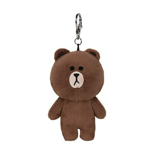Kh CtY LINEtY ʂ uE ObY L[z_[ Nbv GUND LINE Friends Brown Bear Backpack Clip Plush Stuffed Animal, 5"