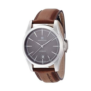 n~g rv EHb` Hamilton H42415591 NVbN I[g}`bN  Y jp Hamilton Men's Timeless Classic Stainless Steel Swiss-Automatic Watch with Leather Calfskin Strap, Brown, 22 (Model: H42415591)