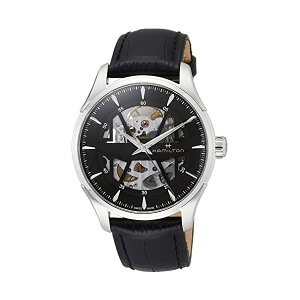 �n�~���g�� �r���v �E�H�b�` Hamilton H42535780 �W���Y�}�X�^�[ �I�[�g�}�`�b�N �������� �����Y �j���p Hamilton Jazzmaster Automatic Skeleton Dial Black Leather Strap Men's Watch H42535780