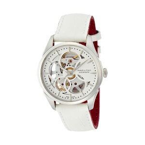 n~g rv EHb` Hamilton H32405811 fB[X p Hamilton JazzMaster White Skeletal Dial White Leather Ladies Watch H32405811