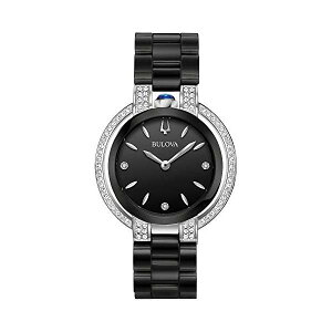 u[o oC[g fB[X rv Ladies' Bulova Rubaiyat Diamond Accent Black Ceramic Bracelet Watch 98R266
