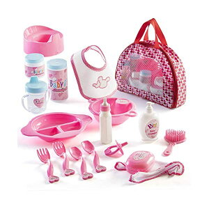 xr[h[ Ԃl` ւ ܂܂ Prextex 18 Piece My First Baby Dollccessories in Zippered Carrying Case - Dolleeding Toys, Fashion and Bath Accessory Set for Babies and Toddlers