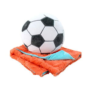 �T�b�J�[ �t�b�g�{�[�� �u�����P�b�g �Z�b�g �ʂ������ �N�b�V���� �O�b�Y Animal Adventure | Cuddle Bundles | Soccer Theme | Super-Soft Machine Washable Blankie & Plush Toy, Blue and Orange, One Size