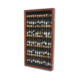 スプーンラック ケース 60本収納可能 ディスプレイ UVプロテクト 木製 紫外線防止 ロック ウォールナット仕上げ (スプーンは付属しません)60 Spoon Rack Display Case Holder Wall Cabinet, UV Protection, Lockable (Walnut Finish)
