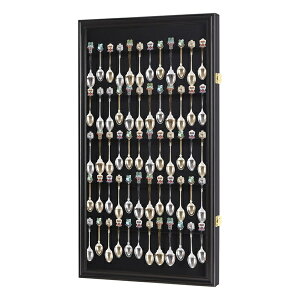 Xv[bN P[X 60{[\ fBXvC UVveNg ؐ Oh~ bN ubN  (Xv[͕t܂)60 Spoon Rack Display Case Holder Wall Cabinet, UV Protection, Lockable (Black Finis