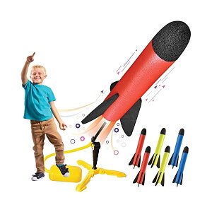 Pbg `[ V[^[ CŔ   LbY qp OV Toy Rocket Launcher for kids Shoots Up to 100 Feet 8 Colorful Foam Rockets and Sturdy Launcher Stand With Foot Launch Pad Fun Outdoor Toy