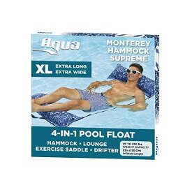 アクアデラックス リゾート ハンモック ラウンジチェア ドリフター サドル プール遊び 浮き輪 グッズ おもちゃ フロート 水遊び 海水浴 Aqua 4-in-1 Monterey Hammock Supreme XL (Longer/Wider), Resort Ultra Soft Fabric, Multi-Purpose Adult Pool Float