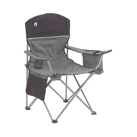 コールマン キャンピングチェア グレー ブラック ビルトイン 4缶クーラーポーチ付き アウトドアチェア キャンプチェア 折り畳み椅子 簡単 頑丈 耐荷重約147kg Coleman Camping Chair with Built-in 4 Can Cooler