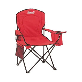 コールマン キャンピングチェア レッド ビルトイン 4缶クーラーポーチ付き アウトドアチェア キャンプチェア 折り畳み椅子 簡単 頑丈 耐荷重約147kg Coleman Camping Chair with Built-in 4 Can Cooler