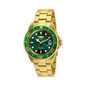CrN^ rv INVICTA CBN^ v v_Co[ Invicta 24948 Men's Pro Diver Green Dial Yellow Gold Steel Bracelet Quartz Dive Watch