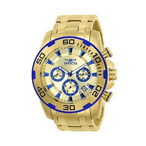 CrN^ rv INVICTA CBN^ v v_Co[ Invicta 22320 Men's Pro Diver Gold Dial Yellow Gold Steel Bracelet Chronograph Watch