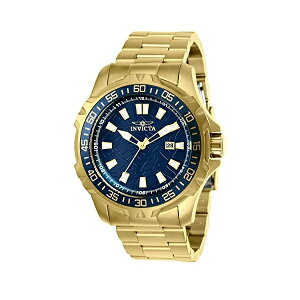 CrN^ rv INVICTA CBN^ v v_Co[ Invicta Men's 48mm Pro Diver Quartz Blue Web Dial 18K Gold Plated SS Watch 25793
