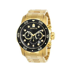 CrN^ rv INVICTA CBN^ v_Co[ Y jp 0072 Invicta Men's 0072 Pro Diver Collection Chronograph 18k Gold-Plated Watch, Gold/Black
