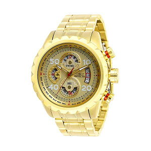 CrN^ rv INVICTA CBN^ ArG[^[ Y jp 28161 Invicta Men's Aviator Analog Quartz Watch with Stainless Steel Strap, Gold, 24 (Model: 28161)