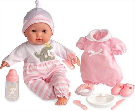 JCトイズ ベビードール 赤ちゃん人形 着せ替え おままごと ジェーシートイズ JC Toys 15" Realistic Soft Body Baby Dollith Open/Close Eyes | JC Toys - Berenguer Boutique | 10 Piece Gift Set with Bottle, Rattle, Pacifier & Accessories | Pink | Ages 2+