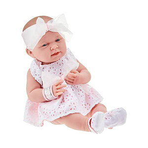JCgCY xr[h[ Ԃl` ւ ܂܂ WF[V[gCY JC Toys JC Toys La Newborn All-Vinyl-Anatomically Correct Real Girl 15" Dolln White Eyelet Dress with Fluffy Bunny and Accessories Designed by Berenguer