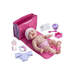 JCgCY xr[h[ Ԃl` ւ ܂܂ WF[V[gCY JC Toys 10 Piece Deluxe Diaper Bag Gift Set | Feat. 13" Realistic Smiling Baby Newborn Doll La Newborn - JC Toys | All Vinyl | Washable | Ages 2+, Pink