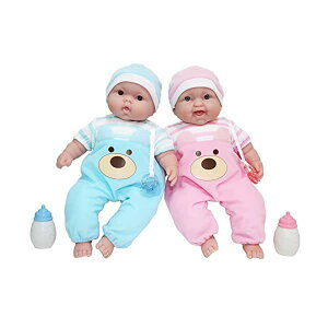 JCgCY xr[h[ Ԃl` ւ ܂܂ WF[V[gCY JC Toys Twin 13" Realistic Soft Body Baby Dolls | JC Toys - Berenguer Boutique | Twin Gift Set with Removable Outfits and Accessories | Pink and Blue | 