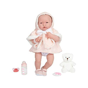 JCgCY xr[h[ Ԃl` ւ ܂܂ WF[V[gCY JC Toys JC Toys All-Vinyl La Newborn Dolln Pink Coat and Outfit w/ Animal Friend & Accessories. Real Girl!, White - Pink (18065)