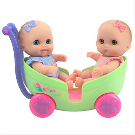 JCトイズ ベビードール 赤ちゃん人形 着せ替え おままごと ジェーシートイズ JC Toys LIL’ CUTESIES TWIN DOLLS IN STROLLER ? 8.5” All vinyl water friendly dolls for children Ages 2+ - Designed by Berenguer