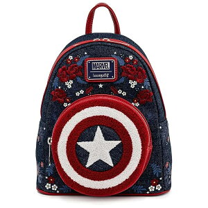 ���E���W�t���C �L���v�e�� �A�����J 80 ���N�L�O �V�[���h �~�j �o�b�N�p�b�N Loungefly Captain America 80th Anniversary Sheild Mini Backpack