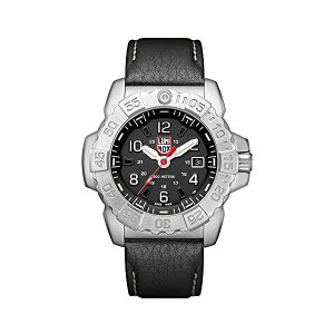 ���~�m�b�N�X Luminox �r���v ���v �E�H�b�` �����Y �j���p �~���^���[ Luminox Men's SEA Stainless Steel Swiss-Quartz Watch with Leather Strap, Black, 24 (Model: 3251)