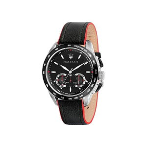 }ZeB rv R8871612028 Y jp EHb` v ANZT[ ObY [ԏj v[g MASERATI Men's TRAGUARDO Stainless Steel Quartz Leather Calfskin Strap, Black, 22 Casual Watch (Model: R8871612028)