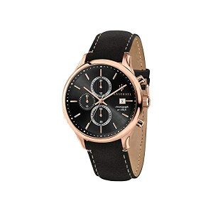 }ZeB rv R8871636003 Y jp EHb` v ANZT[ ObY [ԏj v[g MASERATI Men's Gentleman Stainless Steel Quartz Leather Calfskin Strap, Black, 20 Casual Watch (Model: R8871636003)