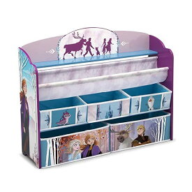 アナと雪の女王2 エルサ ディズニー おもちゃ 収納 おもちゃ箱 お片付け 絵本棚 本棚 スリム ラック 棚 収納 キッズ ボックス 子供 部屋 入学祝 入園祝 卒園祝 お誕生日 プレゼント Delta Children Deluxe Toy & Book Organizer, Disney Frozen II