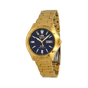 IGg rv X[X^[ 3X^[ I[g}`bN  Y jp ORIENT RA-AB0F03L v EHb` Orient RA-AB0F03L Men's Gold Tone Stainless Steel 3 Star Blue Dial Luminous Index Day Date Automatic Watch