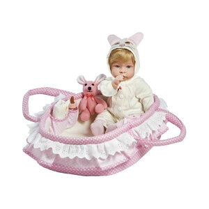 p_CXM[Y xr[h[ Ԃ l` ւ A { ܂܂  Paradise Galleries Real Looking Baby Doll Girl Molly & Fluffy - 17 inch Ensemble Comes with Bassinet & Accessori