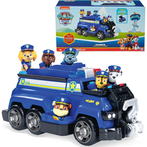 パウパトロール おもちゃ グッズ レスキュー 知育玩具 映画 チェイス パトカー ポリスカー トータルチームレスキュー ポリスクルーザー プレイセット フィギュア6体セット Paw Patrol, Chase’s Total Team Rescue Police Cruiser Vehicle with 6 Pups