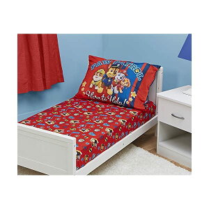 pEpg[ LbY qp Q 2_Zbg xbhJo[ NbVJo[ Jo[  ObY XL[ mߋ f Paw Patrol Toddler Fitted Sheet and Pillow Case Set, Red