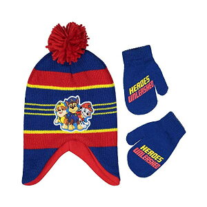 �p�E�p�g���[�� �j�b�g�X �X�q �L�b�g�L���b�v ��� �O���[�u �h�� �L�b�Y �q�� Nickelodeon Boys Winter Hat Set, Paw Patrol's Marshall, Chase and Rubble Toddler Beanie and Mittens for Kids Age 2-4