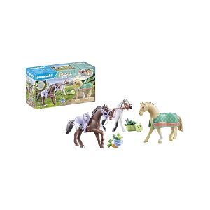 �v���C���[�r�� �z�[�X �I�u �E�H�[�^�[�t�H�[��: �T�h�����t���� 3 ���̔n Playmobil Horses of Waterfall: Three Horses with Saddles