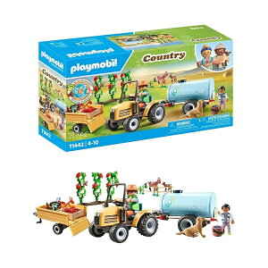 PLAYMOBIL Country 71442 �g���[���[�ƃ^���N�t���g���N�^�[ �_��ł̐V�N�Ȏ��n ���ɂ��Ă̊w�K �z���͖L���Ŋy�������[���v���C���O 4�Έȏ�̎q�������������� PLAYMOBIL Country 71442 Tractor with 