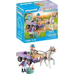 PLAYMOBIL ��̔n 71496 �|�j�[�t���n�� �|�j�[�̖��@�̏�蕨 ��q��̃G�L�T�C�e�B���O�Ȗ`�� 4 �΂̎q�������̏ڍׂȂ������� PLAYMOBIL Horses of Waterfall 71496 Carriage with Pony, Magic Ride on Pony, Exciting A
