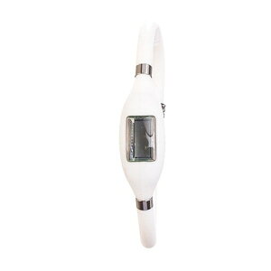 o^C RumbaTime fB[X rv v Rumba Time Rubber Silicone White Silver Link Watch Size L