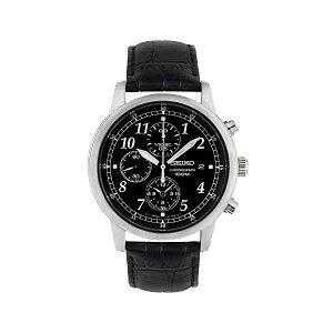 ZCR[ SEIKO rv EHb` Y jp SNDC33 Seiko Men's SNDC33 Classic Black Leather Black Chronograph Dial Watch