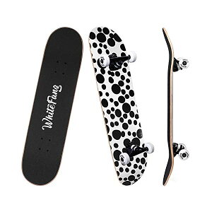 �X�P�[�g�{�[�h �X�P�{�[ �R���v���[�g �L�b�Y ���[�X �q�� ���K ���A�� �C�O���f�� WhiteFang Skateboards for Beginners, Complete Skateboard 31 x 7.88, 7 Layer Canadian Maple Double Kick Concave Standard and Tricks Skateboards