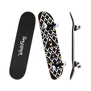 �X�P�[�g�{�[�h �X�P�{�[ �R���v���[�g �L�b�Y ���[�X �q�� ���K ���A�� �C�O���f�� WhiteFang Skateboards for Beginners, Complete Skateboard 31 x 7.88, 7 Layer Canadian Maple Double Kick Concave Standard and Tricks Skateboards