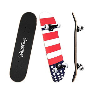 �X�P�[�g�{�[�h �X�P�{�[ �R���v���[�g �L�b�Y ���[�X �q�� ���K ���A�� �C�O���f�� WhiteFang Skateboards for Beginners, Complete Skateboard 31 x 7.88, 7 Layer Canadian Maple Double Kick Concave Standard and Tricks Skateboards