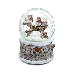 Xm[h[ tNE  NX}X v[g T^N[X c[ Winter Barn Owls 100mm Musical Snow Globe Plays Carol of the Bells