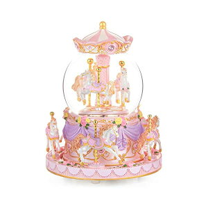 Xm[h[ fBYj[ [S[h NX}X v[g T^N[X c[ Mr.Winder Carousel Horse Snow Globe Gift - Rotating Music Box Birthday Anniversary for Wife Daughter Girl Girlfriend Husband Clockwo