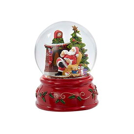 スノードーム クリスマス プレゼント サンタクロース ツリー Fireplace Sitting Santa Claus 100MM Resin Christmas Water Snow Globe Plays Holiday Song