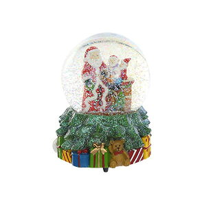 �X�m�[�h�[�� �N���X�}�X �v���[���g �T���^�N���[�X �c���[ Ivy Home Glass Snow Globe Polystone Water Globe with Music, Santa Claus and Snowman
