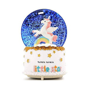 �X�m�[�h�[�� ���j�R�[�� �N���X�}�X �v���[���g �T���^�N���[�X �c���[ Unicorn Snow Globe, VECU 3.14 Inch Unicorn Music Snow Globes with Automatic Snowfull,Perfect Gift for Girl Boy